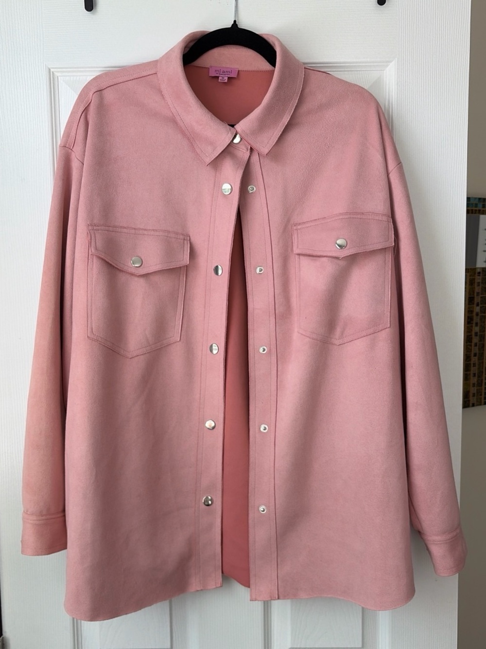 Francesca's Collections Blush Pink Snap-Front Overshirt